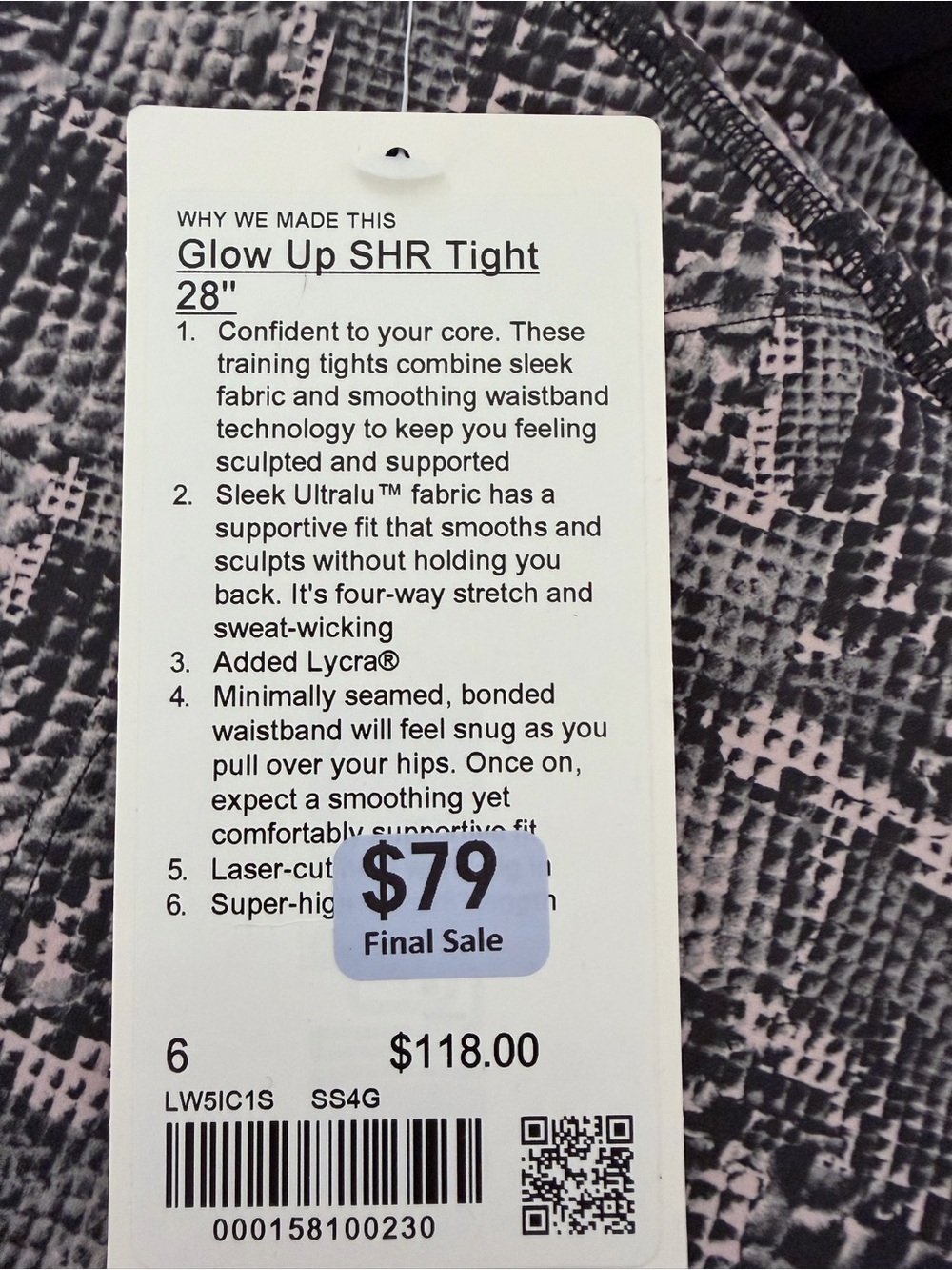 lululemon Glow Up™ Super-High-Rise Tight 28"
Snake Grey Multi size 6 NWT - Picture 7 of 12